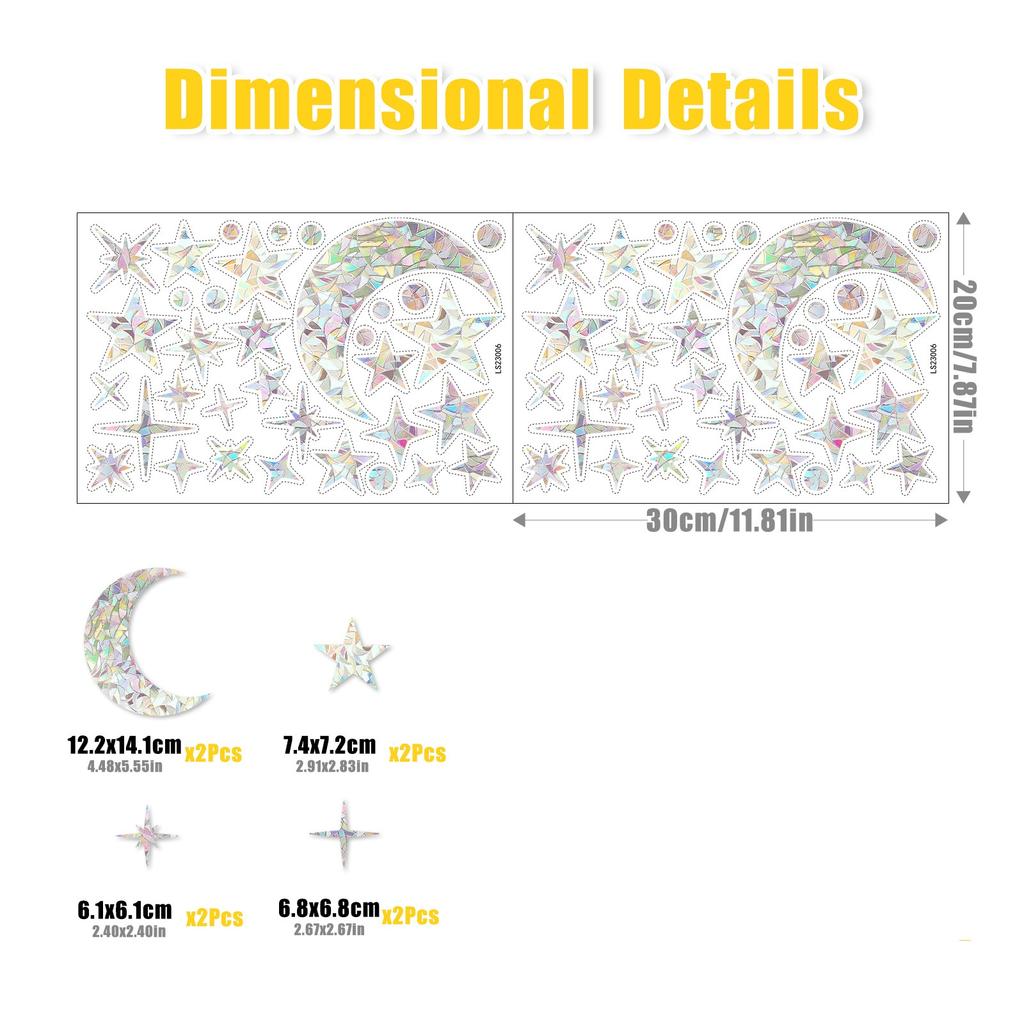 2PC Laser Glass Paper Sunshine Catcher Colorful Window Stickers Rainbow Prism Anti Collision Christmas Snowflake Glass Sticker