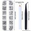 1set 2000 Pieces Flat Back Gems Rhinestones 6 Sizes (1.5-6 Mm) Round Crystal Rhinestones with Pick Up Tweezer and Rhinestones Picking Pen