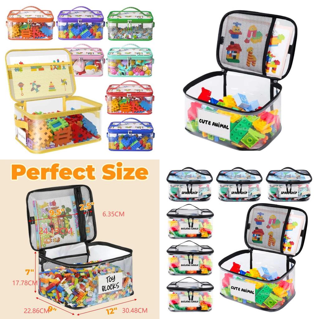 Storage Bag Large Capacity Kids Toy Organizer With Clear Pvc For Home Playroom