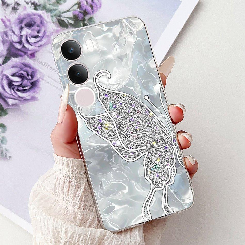 For Vivo Y19S V2419 Elegant Floral Butterfly Painting Phone Case For Vivo Y19s Y 19S 4G Soft Silicone TPU Cases