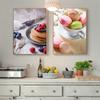 Delicious Macaroon Fruit Dessert Coffee Bread Kitchen Poster Canvas Painting Wall Art Picture for Dining Room Restaurant