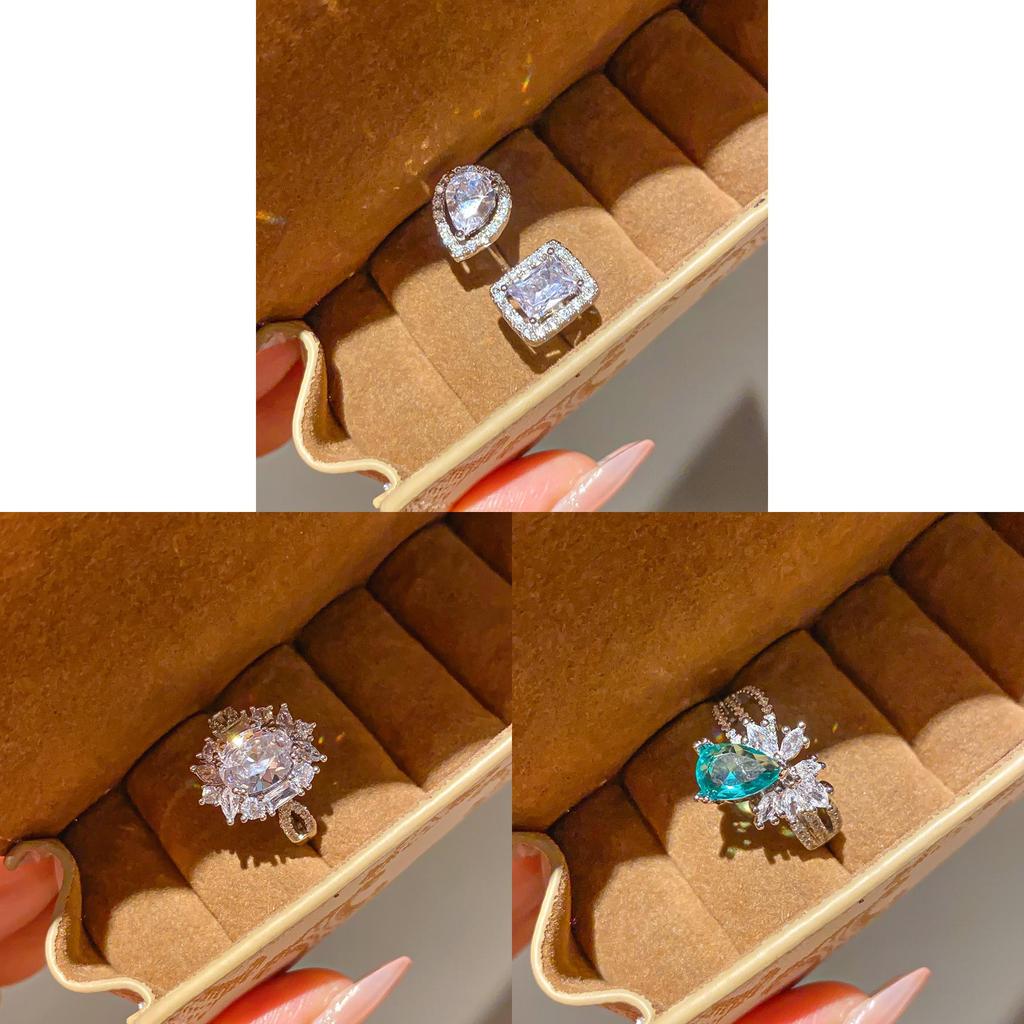 Geometric Zircon Oval Ring For Women Elegant Fashion Jewelry Gift