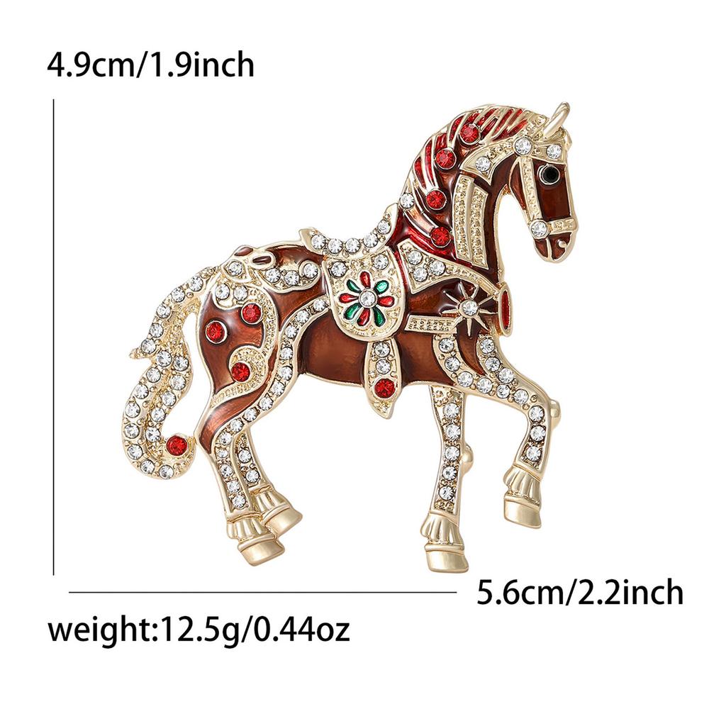 Dainty Enamel Horse Pin With Rhinestones Elegant Animal Lapel Accessory For Parties Event Daily Accessories