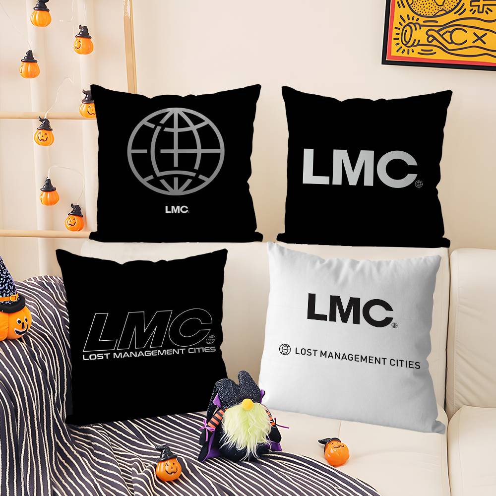 Classic Korea Brand L-Lmc Pillow Case Home Dorm Chair Back Short Plush Double-Sided Printing Office Nap Time Cushion Cover
