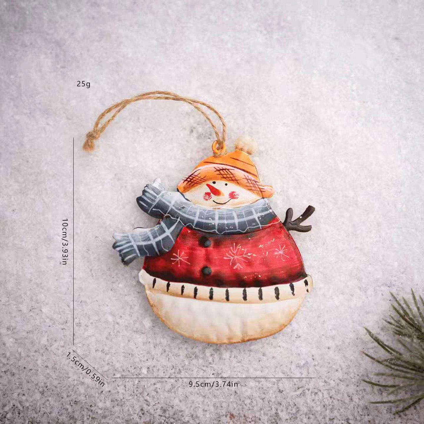 Festive Snowman Iron Sheet Ornament for Christmas Tree
