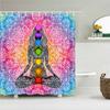 Meditation Seven Chakra Shower Curtain Bathroom Curtains 3D Printing Indian Buddha Waterproof Polyeste Fabric Bathtub Decor