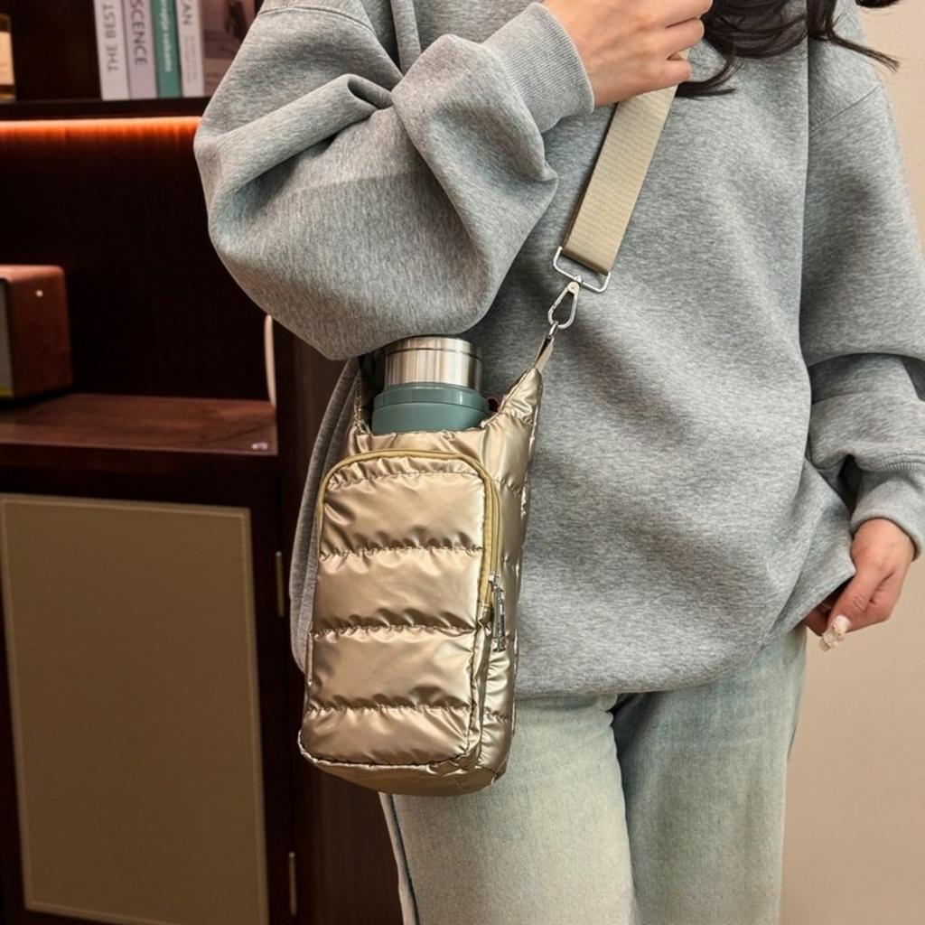 Portable Down Bottle Cover, Fashionable Insulation Foam Cup Cover, Multifunctional Kettle Protection Bag, Outdoor Waterproof Crossbody Bag