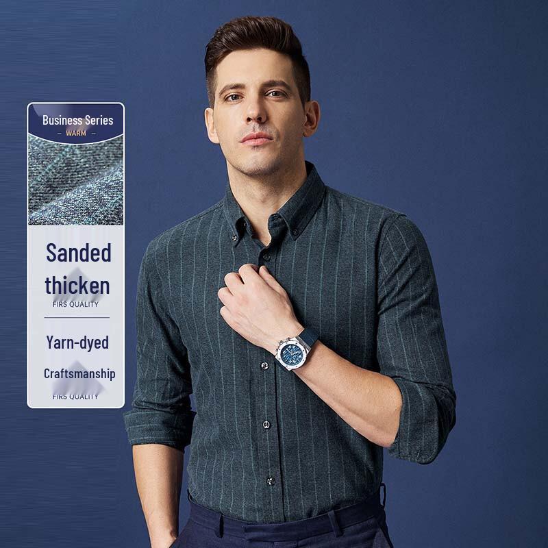 Sugiyama Men s Business Casual Striped Cotton Long-Sleeve Shirt 190/104A (43)