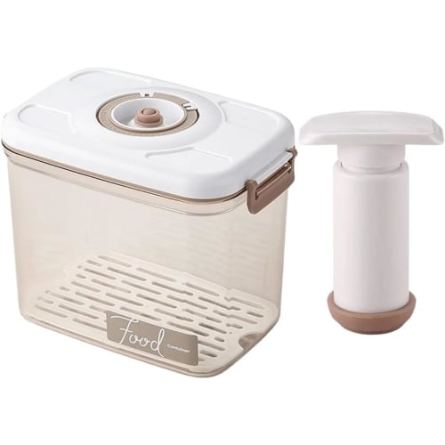 TAKEY Vacuum Food Storage Container with Vacuum Pump, Food Storage Box with Removable Drain Plate, Airtight Refrigerator Food Storage Box for Fruits,