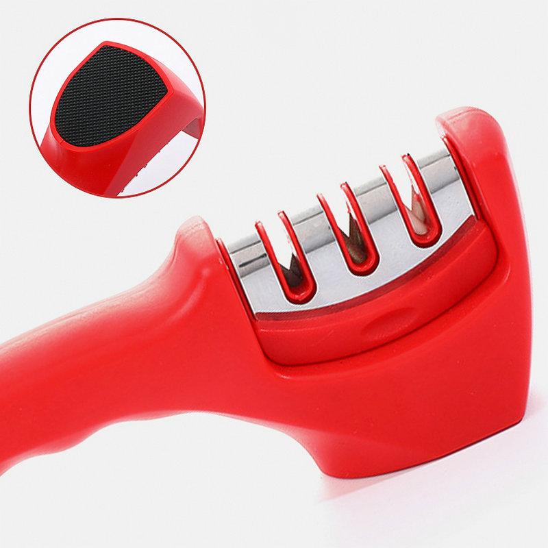 Knife Sharpener 4 in 1 Diamond Coated&Fine Rod Knife Shears and Scissors Sharpening stone System Stainless Steel Blades KTJ