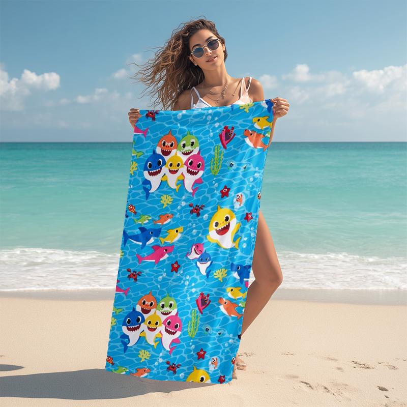 1Pc Baby Shark Family Adventure Beach Towel Microfiber Beach Towel Thin Absorbent For Beach Swimming Yoga Bath Sports 0917306