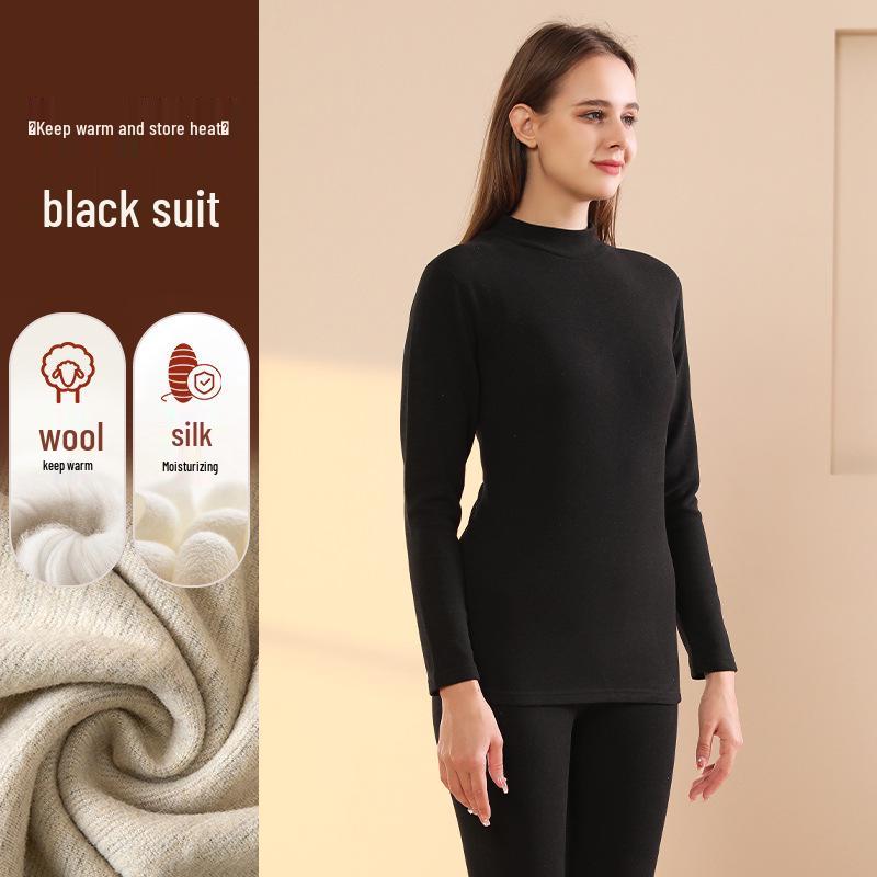 Męski Termiczny Garnitur z Kaszmiru, Jedwabiu i Aksamitu z Półgolfem na Zimę