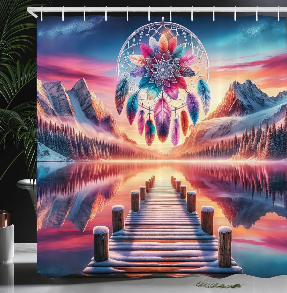 Japanese Wave Shower Curtain, Surfers On Classic Asian Artwork Style With Recreation, Cloth Fabric Bathroom Decor Set With Hooks