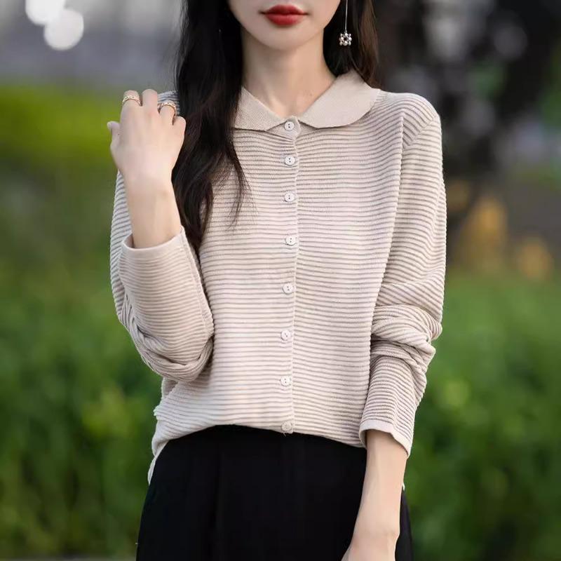 Lapel cardigan jacket long-sleeved batch 24 autumn new women's fine imitation wool knitted sweater