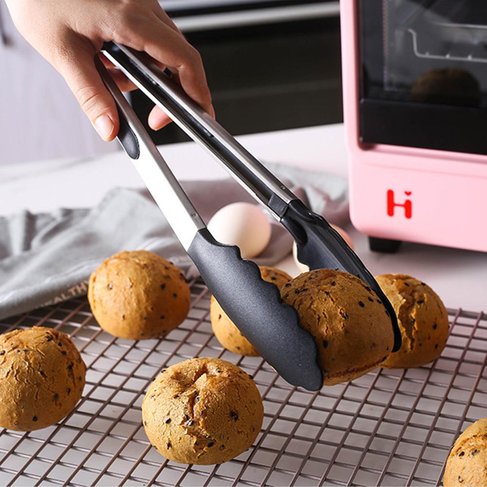 9'' Black Steel Silicone Food Clip With Silicone Rubber Grips