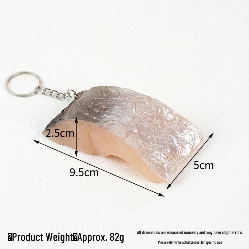 Grilled Fish Block Model Keychain - Seafood Ingredient Display Pendant