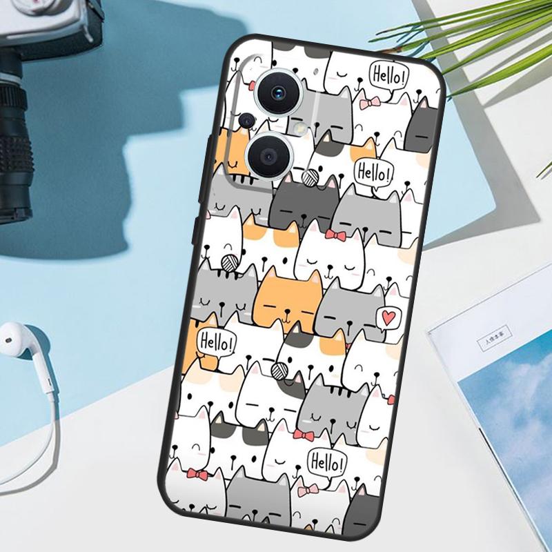 Funny cute cats Cover For OPPO Reno 13 F 10 11 12 14 Pro 11F 12F 14F 7 8 Lite OPPO Find X9 X8 X5 X6 Pro Case