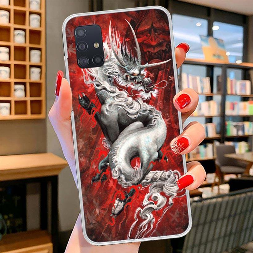 Asian Dragons Animal Tattoo Cover Phone Case For Samsung Galaxy A12 A22 A32 A52 A72 A02S Phone Case Note 20 Ultra 10 S10 Plus A5