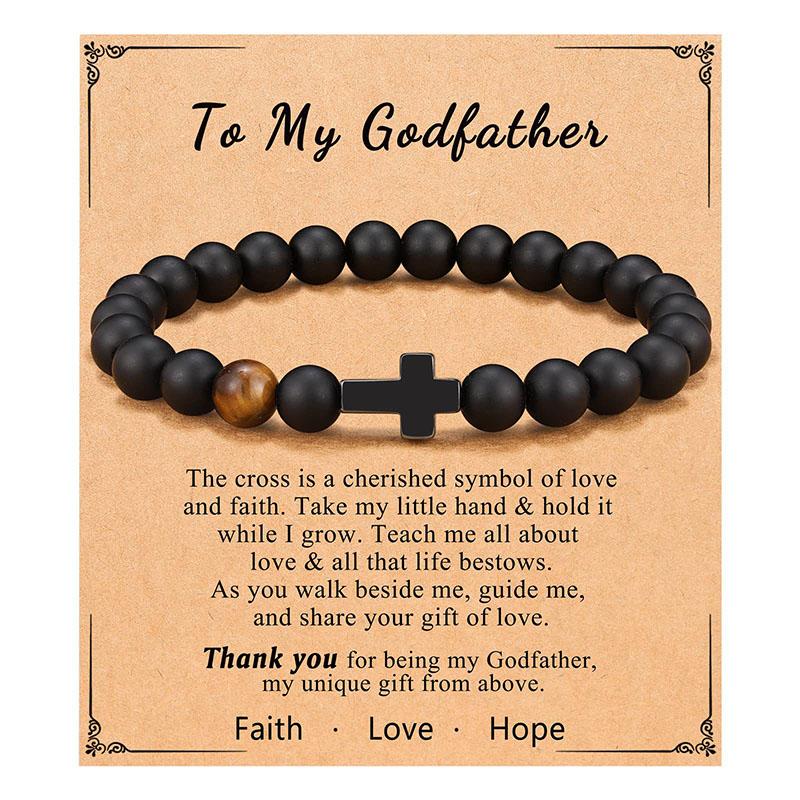 To Mens Boys Gifts Cross Bracelet for Son, Grandson, Dad, Godfather, Men Birthday Graduation Retirement Christmas Christian Gift for Teens Boys Men
