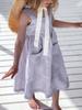 Mädchen Baumwoll-Leinen Sommerkleid Rüschen Träger Rückenfrei Schleife Niedliches Mädchen Schlauchtop Kleid