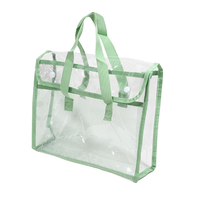 PVC Self Stick File Bag Large Capacity Waterproof Expandable Document Folder Transparent Handheld Portable Storage Organizer For Office School Home