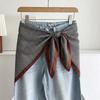 White Floral Small Silk Scarf Triangle Scarf Headscarf Belt Women's Decoration with Skirt Jeans Waist Accessories Fart Curtain