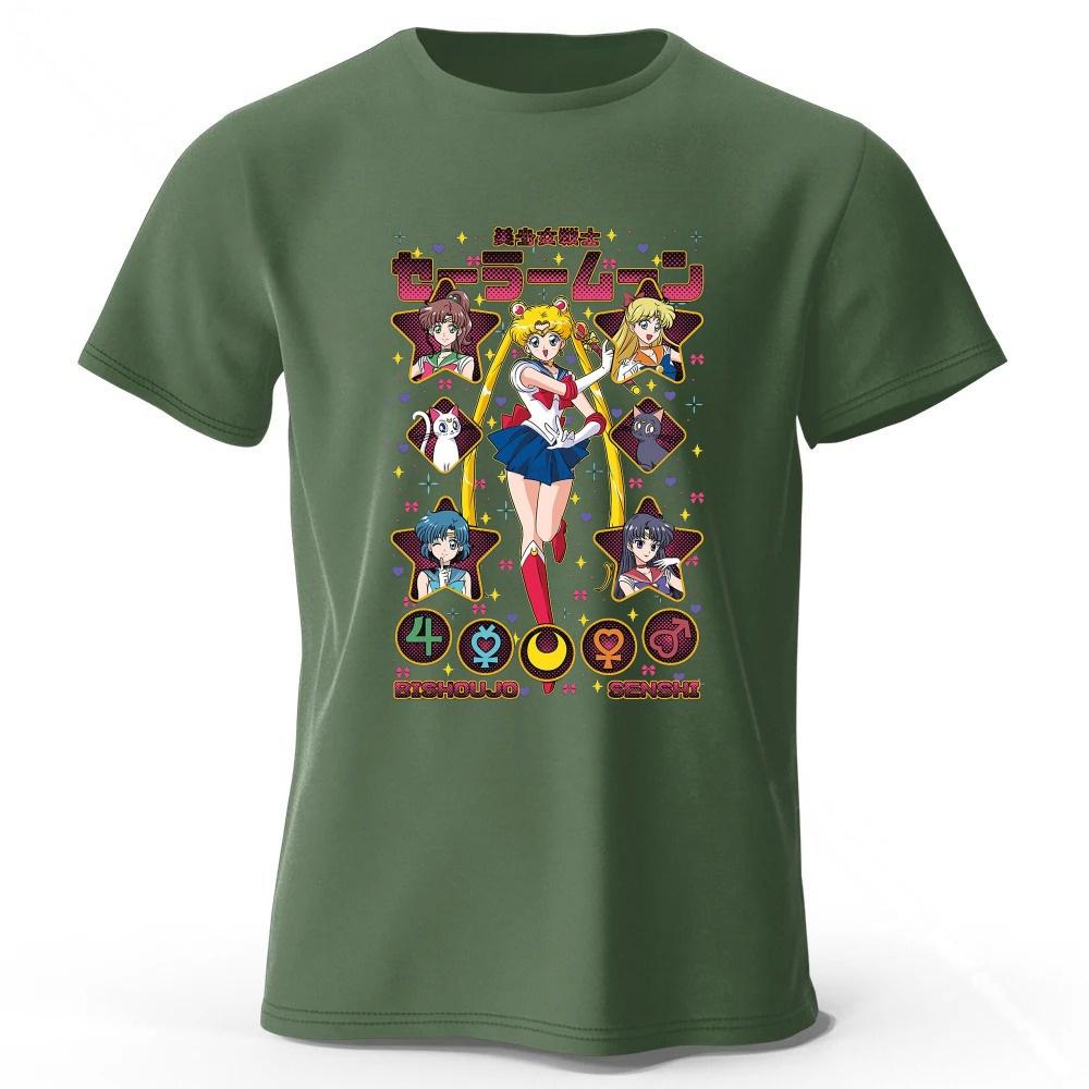 Sommer Neues Sailor Moon Retro Stil Reines Baumwoll T-Shirt Herren Damen Tägliche Mode Lässig Bequem Übergröße Kurze Ärmel