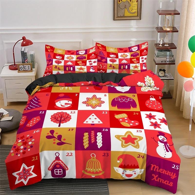 

3D Merry Christmas King Queen Комплект постельного белья для детей с рисунком Санта-Клауса, снеговика, оленя, покрывало для пододеяльника, рождественское покрывало из полиэстера 70x133cm 2pcs