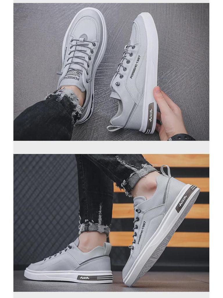 Pantofi Casual Albi din Pânză Ușori și Respirabili, tip Slip-On, pentru Bărbați 2024