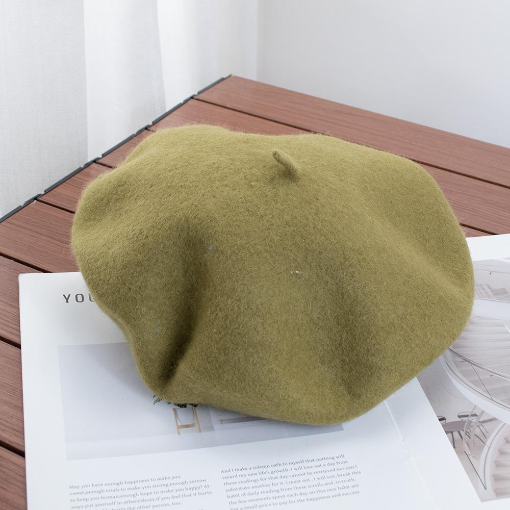 Berretto Donna Britannico Vintage Autunno e Inverno Lana Pittore Cappello Signora Cappello Bocciolo Versatile Tendenza ins
