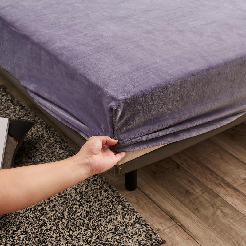 WOSRAT Warm velvet fitted sheet elastic mattress cover winter bedspreads 2 people luxury double bed bedsheet king size 160x200