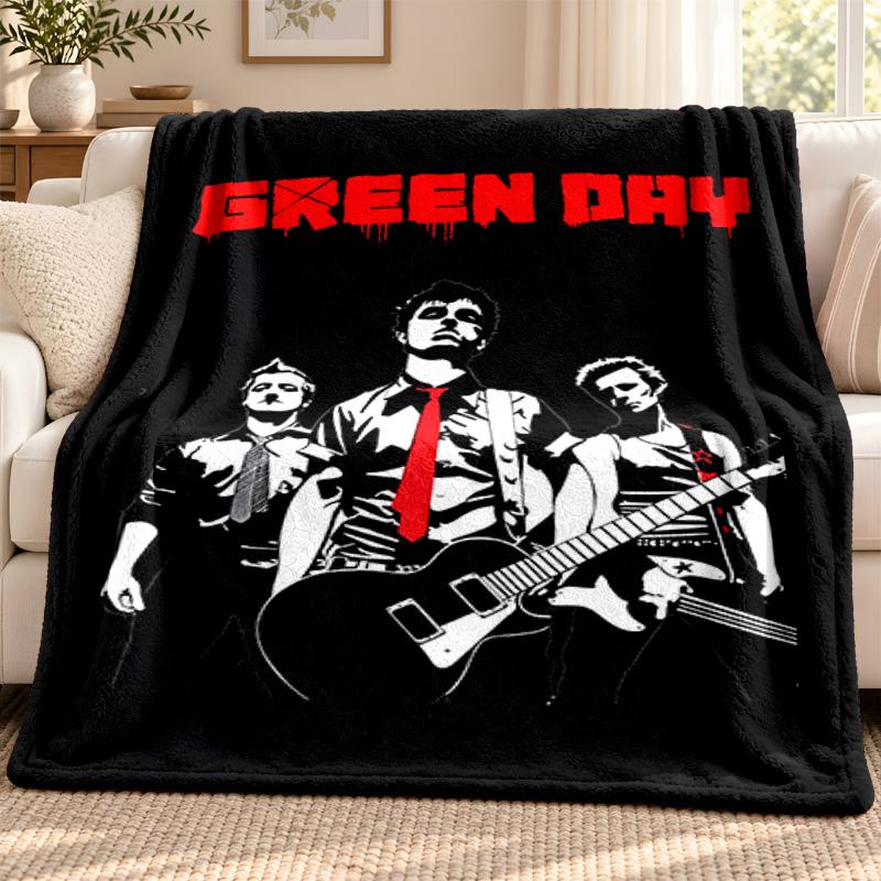 Green day blanket Flannel Blanket Soft Cozy Plush Throw for Sofa Bed Lightweight Home Decoration Outdoor camping