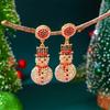 Christmas Full Inlaid Imitation Pearl Rhinestone Snowman Drop Earrings Shiny Snowman Earring Holiday Jewelry Gift For Women Men