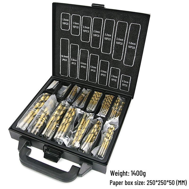 Set de 99 de piese de burghie elicoidale cu coadă dreaptă placate cu titan (1,5-10 mm) pentru Prelucrarea Lemnului