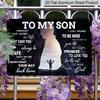 2D Flat, 1pc "To My Son" Aluminium Sign 8x12 Inch - Mountain Cave & Hiker Silhouette Design, Father To Son Love Quote, Gift for Son From Dad