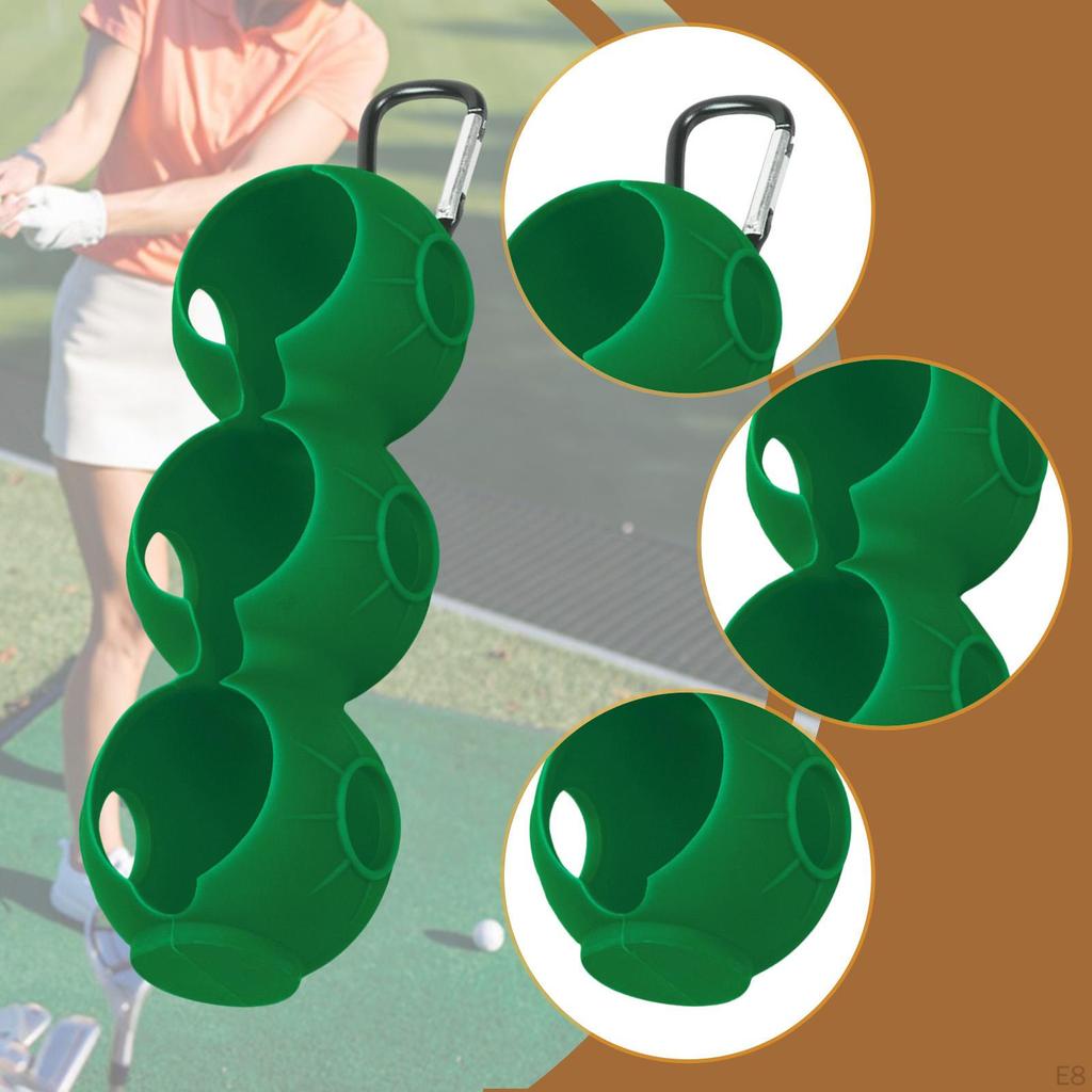 Golf Ball Holder Carrier Lightweight with Hook Holds 3 Balls Sleeve Bag for Training Recreation