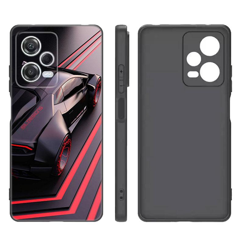Sports Cool Car Black Silicone Phone Case For Xiaomi Redmi Note 9 10 11 11S 11T 12 13 Pro 5G Plus 9S 10S 12S