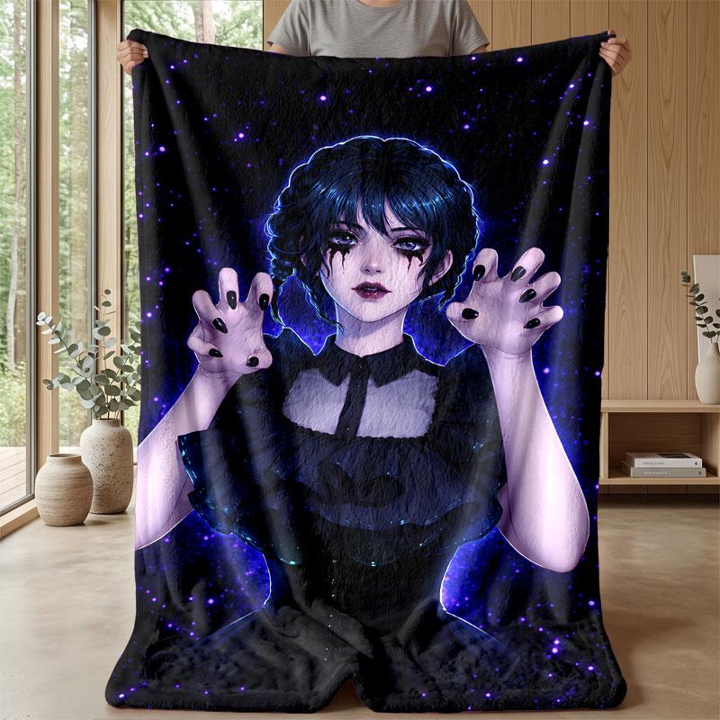 Soft Flannel Blanket Lightweight Cozy Bedroom Living Room CoverWednesday Addams