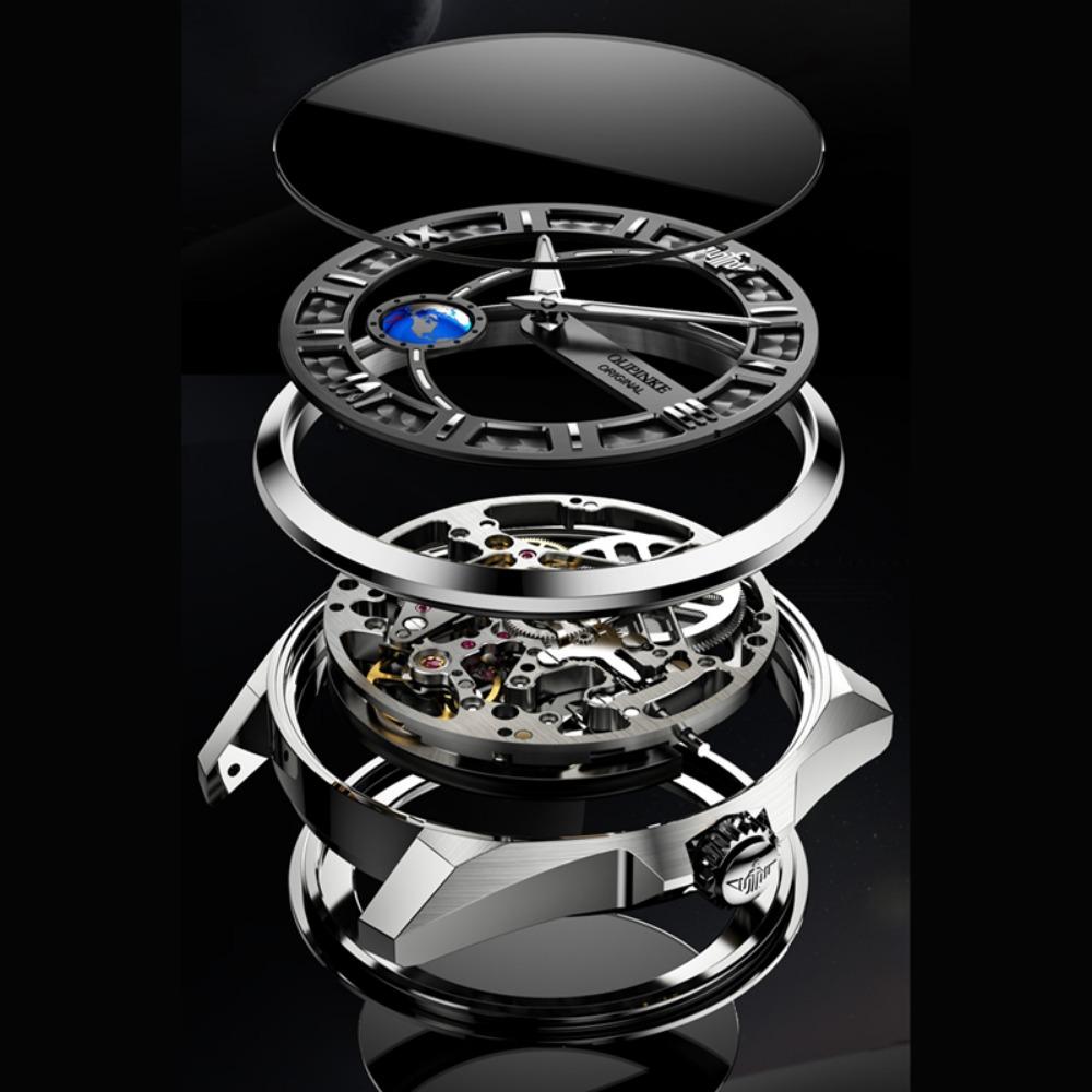 OUPINKE Men's Watch Automatic Mechanical Watch Hollow Business Waterproof Mechanical High-end Watch