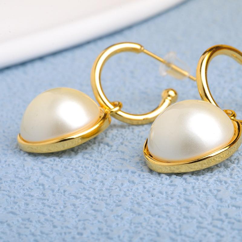 Pearl Drop Earrings, Korean Style Studs, Gold Plated, Dainty Jewelry, Simple Earrings for Women