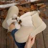 Soft Thick Bottom Furry Snow Boots Women 2025 Winter Chunky Platform Fluffy Fur Ankle Boots Cute Plush Ball Bowknot Cotton Shoes