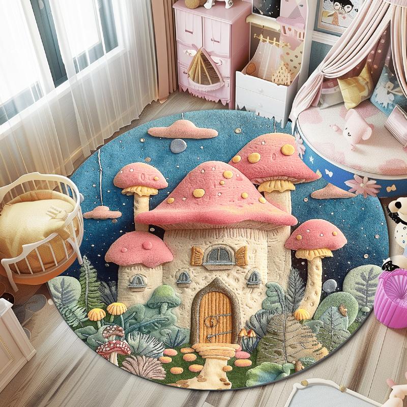 Dopamine Bedroom Decor Round Rug Cute