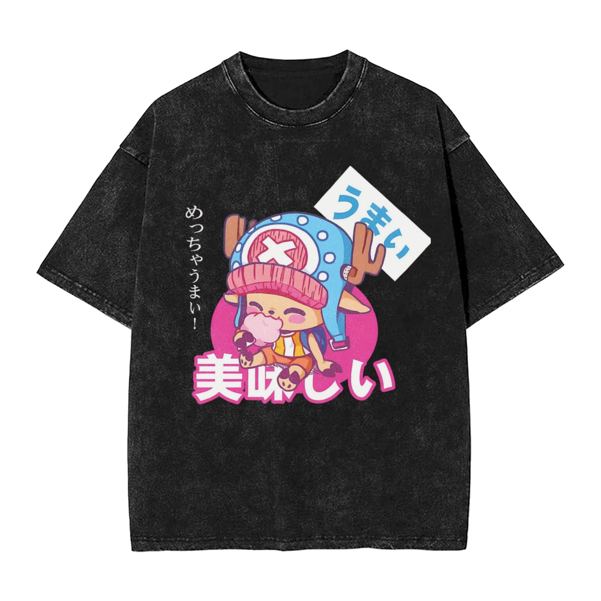 

Washed T Shirt Ones Pieces Tony Tony Chopper Hip Hop TShirt Harajuku Streetwear Short Sleeve Graphic Tops Tee Shirt Unisex Women S