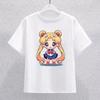 Sailor Moon Children Cotton Tshirt Cartoon Print Short Sleeve Tees Kawaii Pullover Girls Summer Casual Tops Kids Birthday Gifts