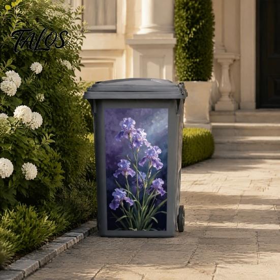 Realistic Flower Print Bin Art Floral Trash Can Stickers, Waterproof Self‑Adhesive Decals, Vintage Pattern Decor Weather Resistant Mailbox Adhesive