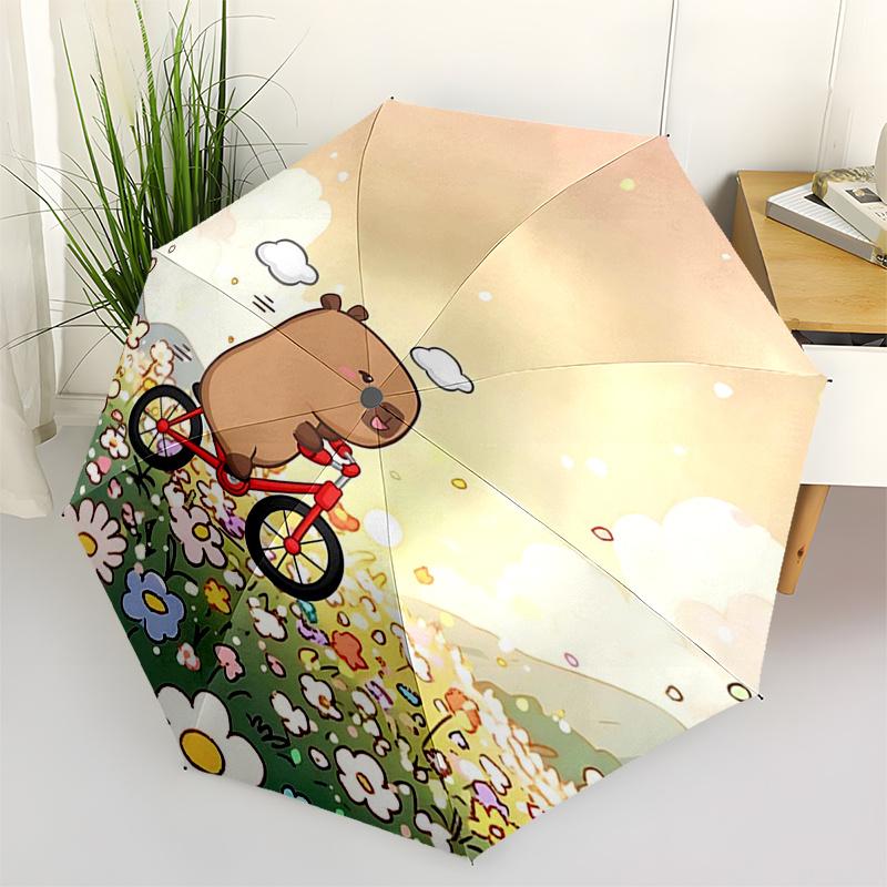 

Capybara Themed Travel Umbrella-8 Ribs Automatic Opening and Closing, Portable Folding Design, Compact and Stylish Umbrella Suitable for Out