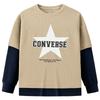 Converse Kids Star Logo Print Faux Two-Piece Long Sleeve T-Shirt