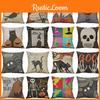High-quality Cotton Linen Halloween Animal Print Cushion Cover With Invisible Zipper Closure