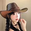 Wide Brim Western Cowboy Hat Ethnic Style Visor Cap Gentleman Knight Hat  Cycling