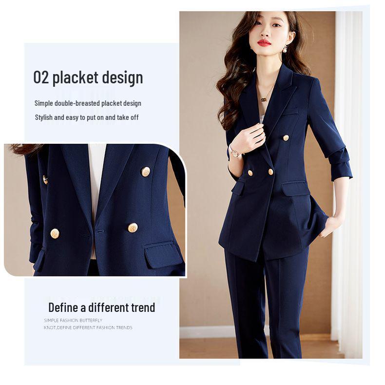 Veste de costume noire professionnelle pour femmes européennes et américaines - Manches longues, Printemps/Automne, Style étudiant, Vêtement de travail à tempérament